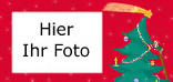 Weihnachtsfotokarte mit Weihnachtsbaum,Weihnachtsstern und Zwerg, rot, DinLang quer